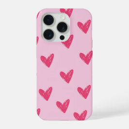 Padrão de Corações Desenhados à Mão Rosa Fofo Esté