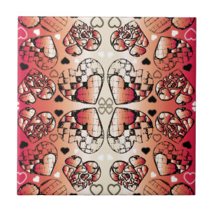 Padrão de Corações Românticos Brancos e Vermelhos