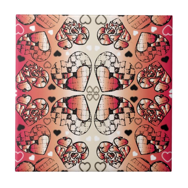 Padrão de Corações Românticos Brancos e Vermelhos (Frente)