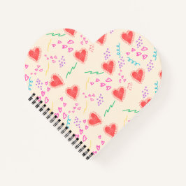 Padrão de corações vermelhos Notebook espiral