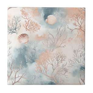 Padrão de Coral Costeiro Boho Luxo Aquarela (4)