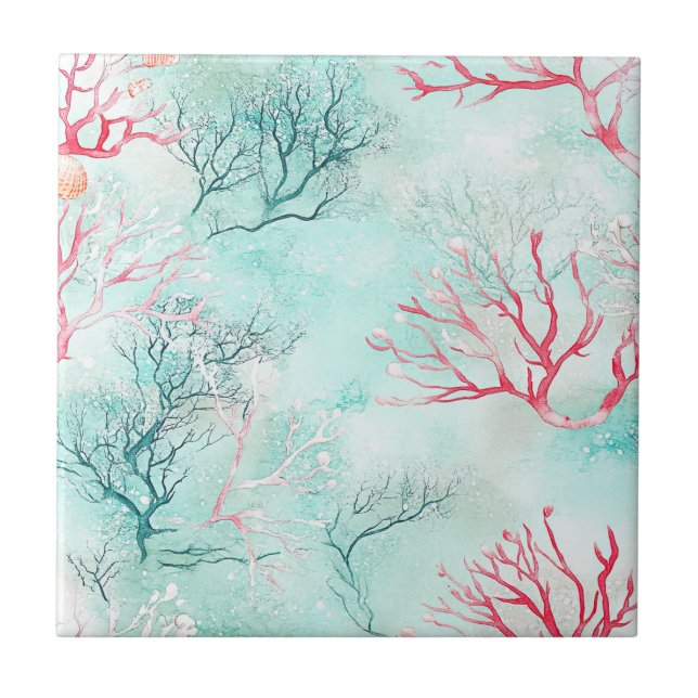 Padrão de Coral Costeiro em Aquarela (Frente)