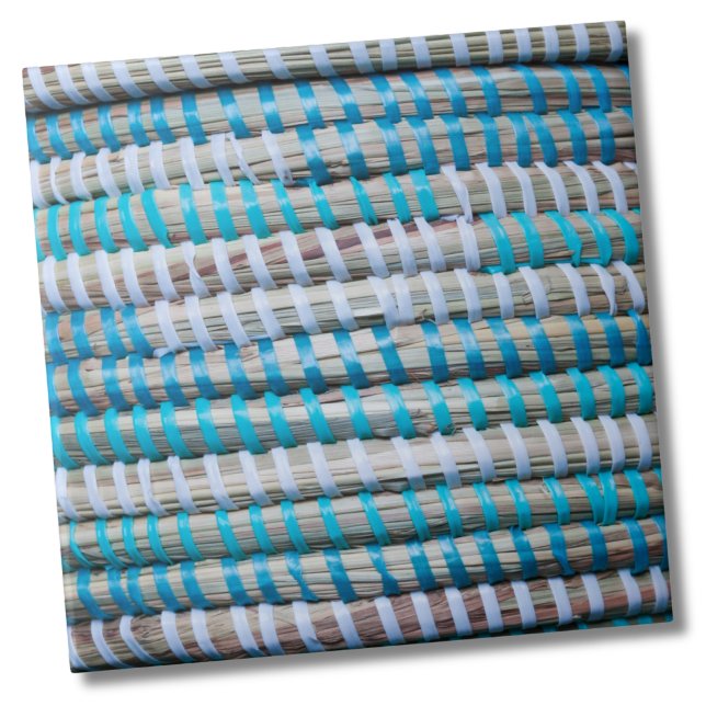 Padrão de Corda Azul na Praia (Basket Weave Rope Nautical Coastal Beach Pattern Ceramic)