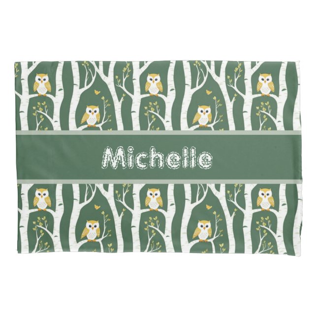 Padrão de coruja branca e árvore de aves (Frente-Esquerda)