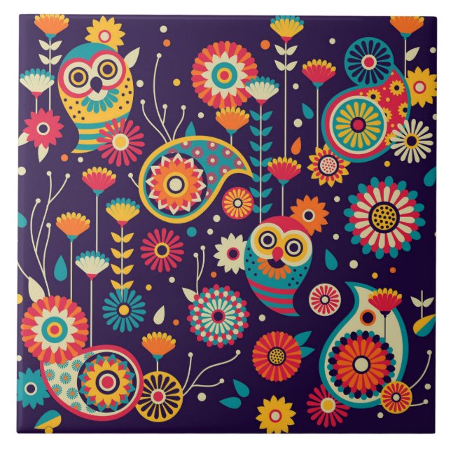 Padrão de coruja de Abstrato vibrante (Frente)