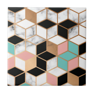 Padrão de cubo de Abstrato cor-de-rosa no mármor