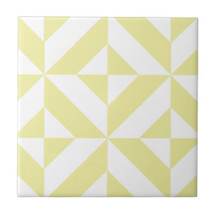 Padrão de Cubo de Deco Geométrico Amarelo Pálido