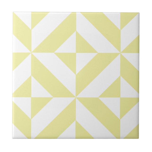 Padrão de Cubo de Deco Geométrico Amarelo Pálido (Frente)
