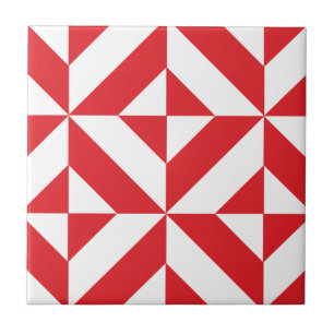 Padrão de Cubo de Deco Geométrico Cerery Red
