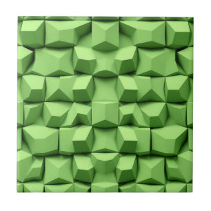 Padrão de Cubo Geométrico 3D em Verde Salvia
