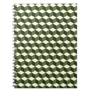 Padrão de cubo isométrico verde caderno espiral
