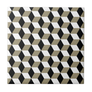 Padrão de Cubos 3D Preto e Branco do Khaki