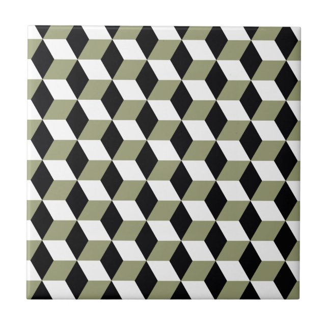 Padrão de Cubos 3D Pretos e Brancos (Frente)