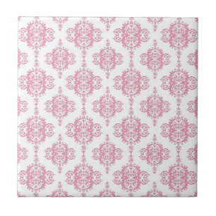 Padrão de Damasco Rosa e Branco