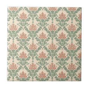 Padrão de Damasco Vermelho Verde Vintage (1)