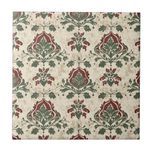 Padrão de Damasco Vermelho Verde Vintage (4)