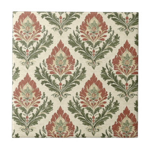 Padrão de Damasco Vermelho Verde Vintage (5)