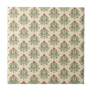 Padrão de Damasco Vermelho Verde Vintage (7)
