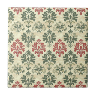 Padrão de Damasco Vermelho Verde Vintage (9)