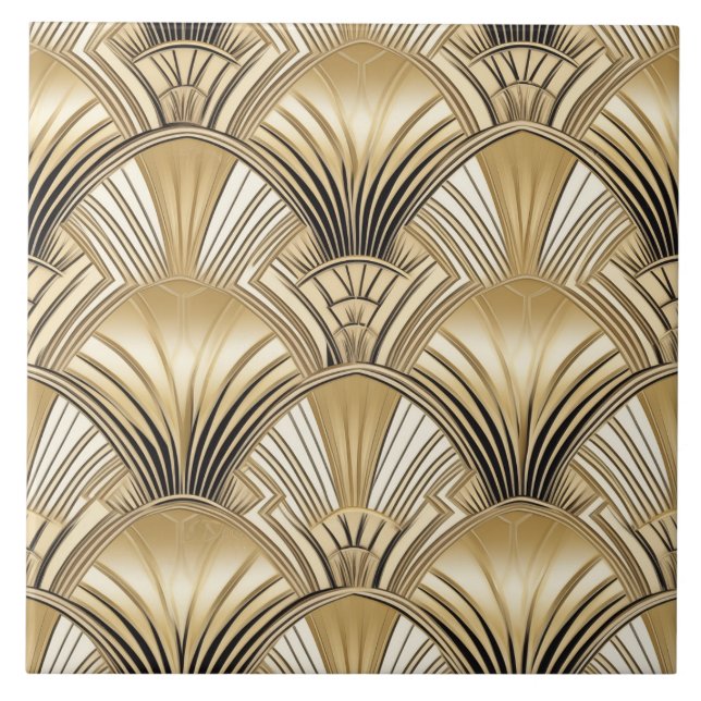 Padrão de deco de arte negra em ouro elegante (Frente)