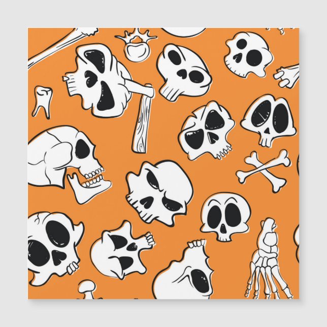 Padrão de Desenho de Caveiras e Ossos de Halloween (Frente)