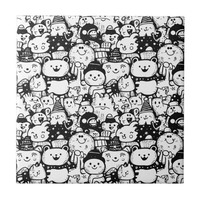 Padrão de Desenho Kawaii Fofo de Animais (2) (Frente)