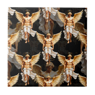 Padrão de design de anjos dourados celestiais