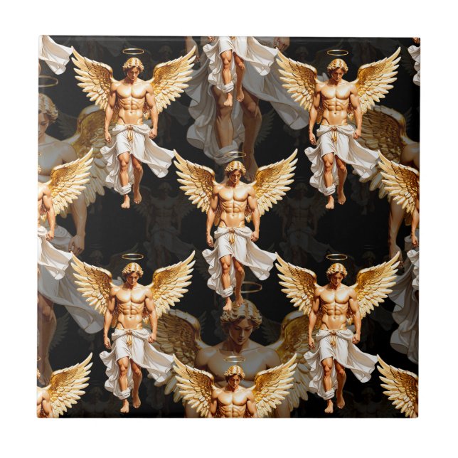Padrão de design de anjos dourados celestiais  (Frente)
