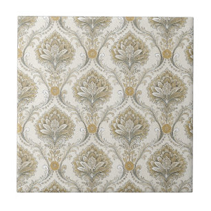 Padrão de Design Floral Seamless Damasco Ouro Luxu