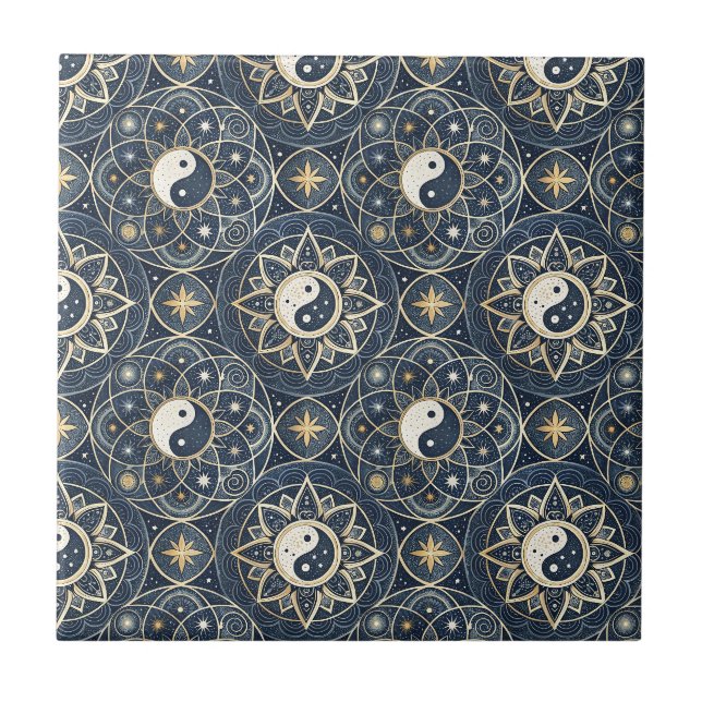 Padrão de Design Mandala Harmonia Celestial Yin Ya (Frente)