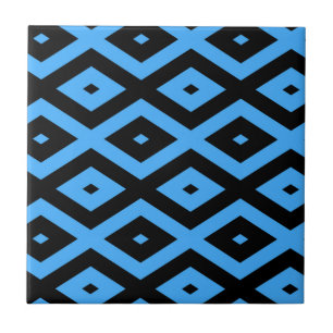 Padrão de diamante azul-céu e preto