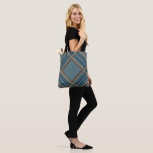 Padrão de diamante azul Tartan Tote Bag