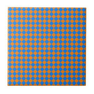 Padrão de diamante do verificador azul laranja