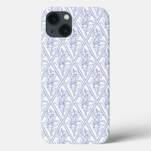 Padrão de Diamante Floral Branco Azul Periwinkle C