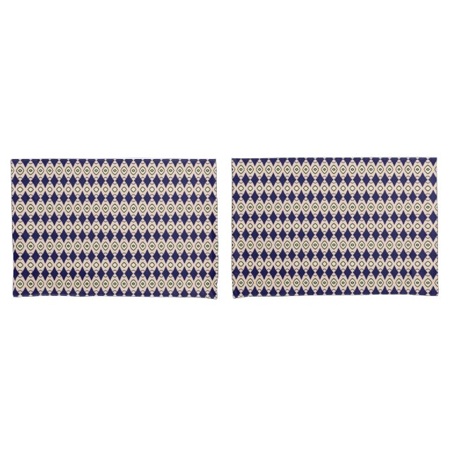 Padrão de Diamante Geométrico em Azul Marinho e Be (Frente - conjunto)