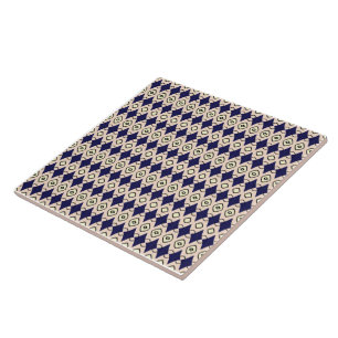 Padrão de Diamante Geométrico em Azul Marinho e Be