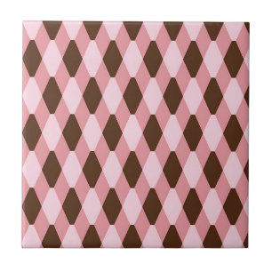 Padrão de Diamante Harlequim Rosa Marrom