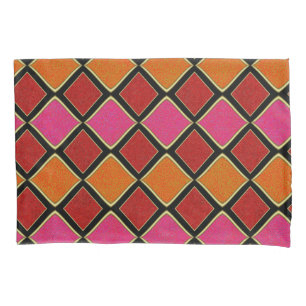 Padrão de Diamante Harlequim Vibrante em Vermelho,
