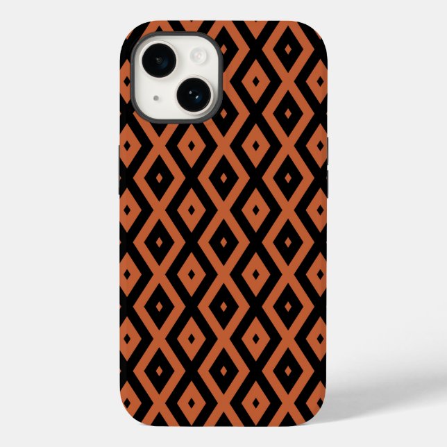 Padrão de diamante laranja e preto (Verso)