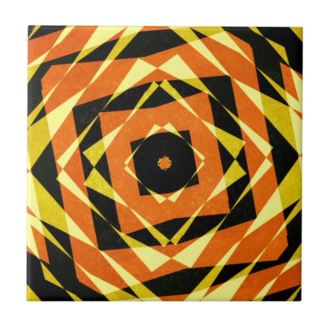 Padrão de diamante listrado laranja e amarelo (Frente)