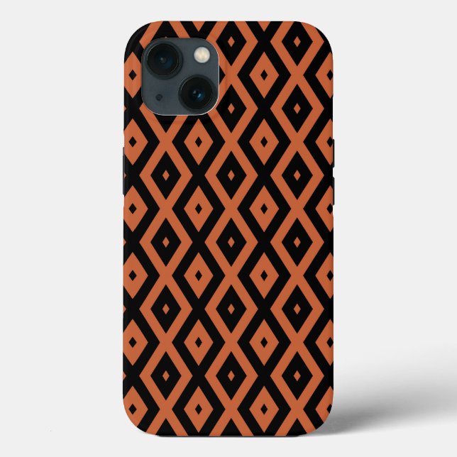Padrão de diamante preto e laranja Case-Mate iPhon (Verso)