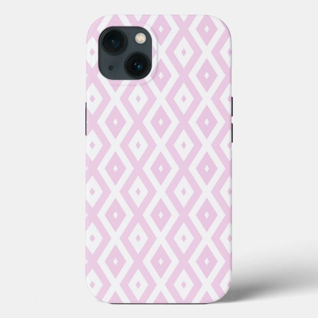 Padrão de diamante rosa pálido e branco Case-Mate  (Verso)