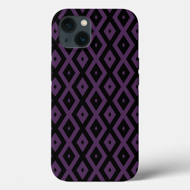 Padrão de diamante roxo e preto Case-Mate iP (Verso)