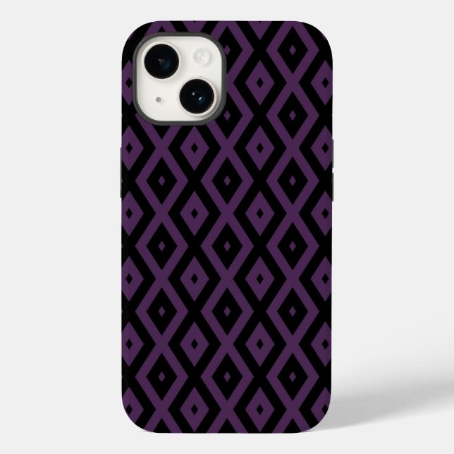 Padrão de diamante roxo escuro e preto (Verso)