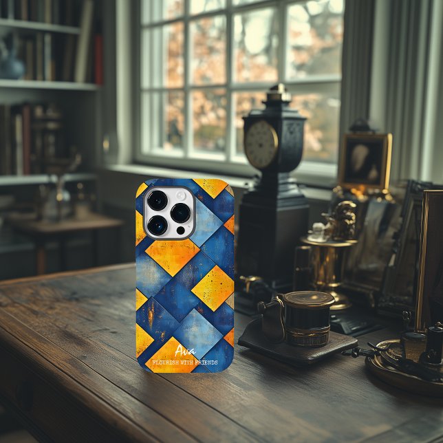 Padrão de Diamante Texturizado em Azul e Laranja (Criador carregado)