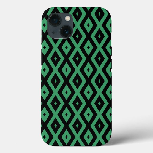 Padrão de diamante verde e preto Case-Mate iPhone  (Verso)