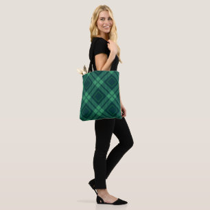 Padrão de diamante verde Tartan Tote Bag