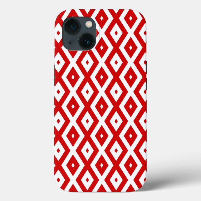 Padrão de diamante vermelho e branco Case-Mate iPh (Verso)