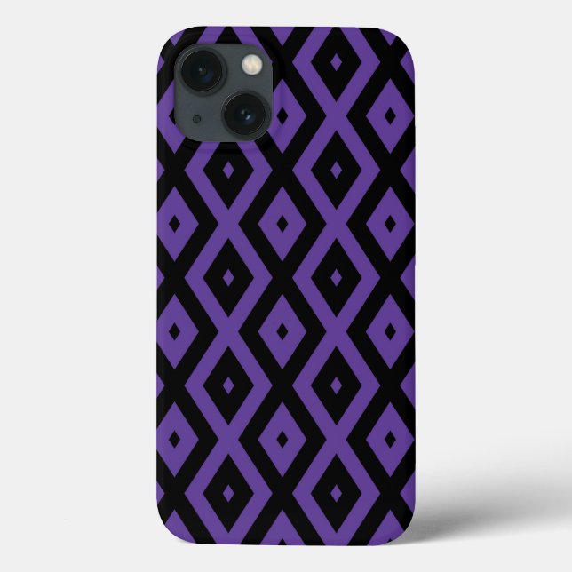 Padrão de diamante violeta e preto Case-Mate iPhon (Verso)