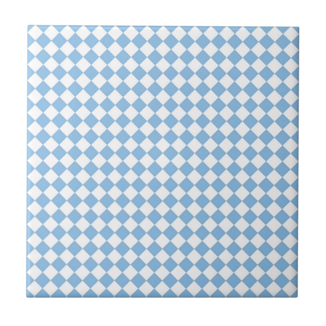 Padrão de diamante xadrez azul e branco (Frente)